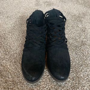 Black suede booties size 8